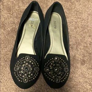 Beaded black flats